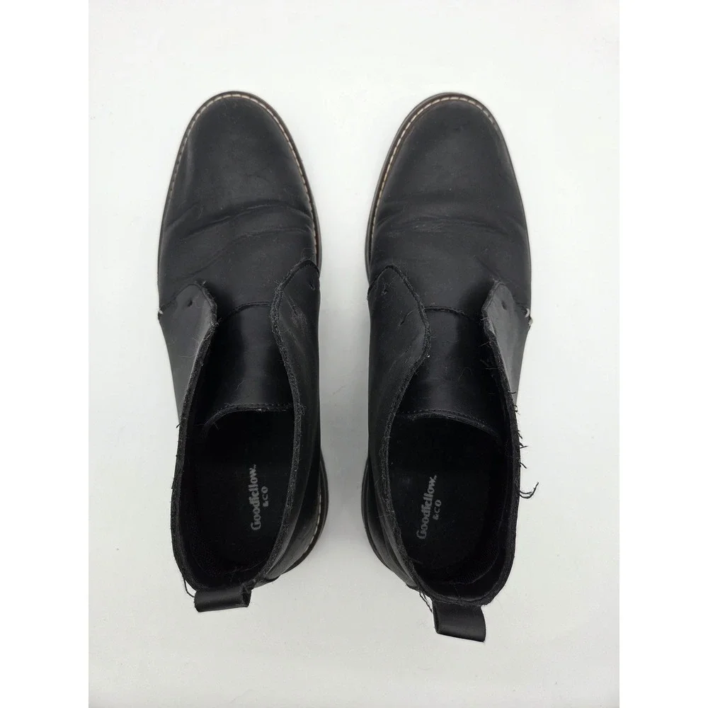 Mens Black Leather Chukka Desert Boots Mid Top Round Toe Contrast‎ Stitching